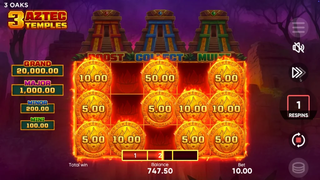 3 Aztec Temples Bonus Game